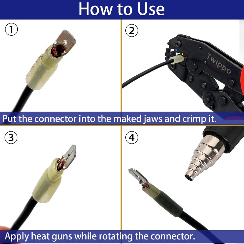 Twippo Crimping Tool for Heat Shrink Connectors  Ratchet Terminal Crimping Tool  Crimping Pliers  Ratcheting Wire Crimper for 22-10 AWG Terminal Connectors - Image 5